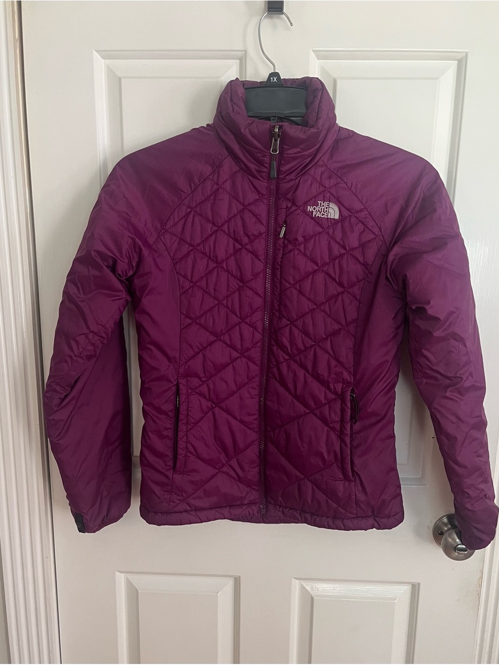 The North Face Quilted Puffer Jacket in Plum